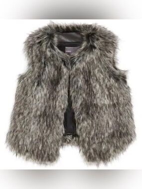 Vince Girls Faux Fur Vest - Gray Mix